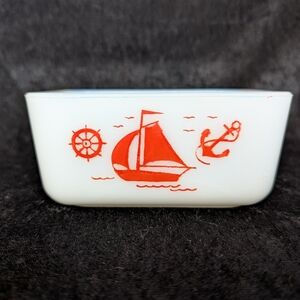Vintage McKee Glass Sailboat Refrigerator Dish No Lid